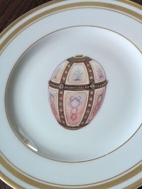 FABERGE I Limoges French Gold, Enameled & Jeweled Imperial Egg Salad Plate